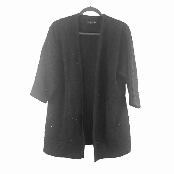 Apt. 9 Plus Size Black & Sparkle Holiday Sweater Jacket Size 1X. Open Ca…